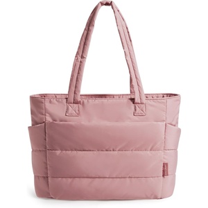 BAGSMART Puffy Tote Bag for Women, Lightweight Work Tote Handbag(Dark Pink)