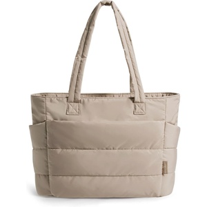 BAGSMART Puffy Tote Bag for Women, Lightweight Work Tote Handbag(Grayish Brown)