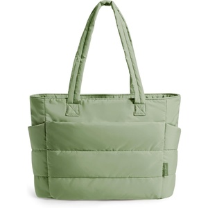 BAGSMART Puffy Tote Bag for Women, Lightweight Work Tote Handbag(Green)