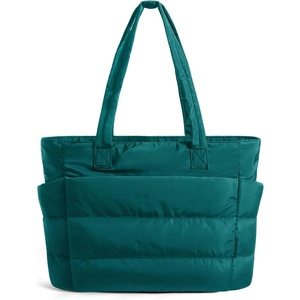 BAGSMART Puffy Tote Bag for Women, Lightweight Work Tote Handbag(Misty Teal)