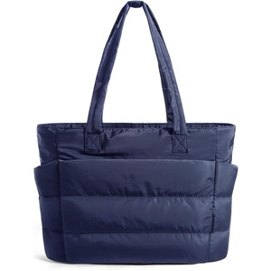 BAGSMART Puffy Tote Bag for Women, Lightweight Work Tote Handbag(Navy Blue)