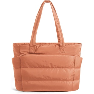 BAGSMART Puffy Tote Bag for Women, Lightweight Work Tote Handbag(Orange)
