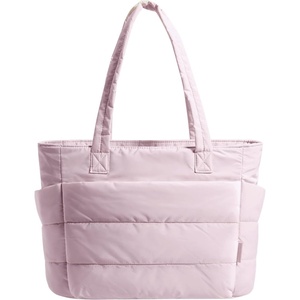 BAGSMART Puffy Tote Bag for Women, Lightweight Work Tote Handbag(Pink)