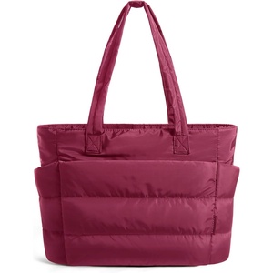 BAGSMART Puffy Tote Bag for Women, Lightweight Work Tote Handbag(Vintage Berry)
