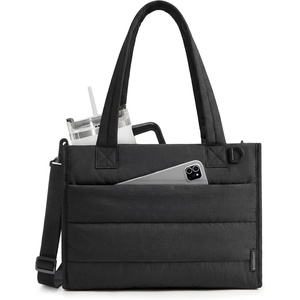 BAGSMART Small Tote Bag for Women, Work Teacher Bag with Zipper Closure(Black)