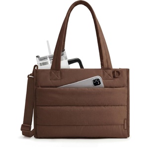 BAGSMART Small Tote Bag for Women, Work Teacher Bag with Zipper Closure(Chocolate)