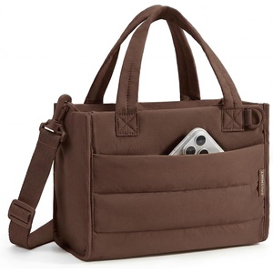 BAGSMART Small Tote Bag for Women, Work Teacher Bag with Zipper Closure(Coffee)