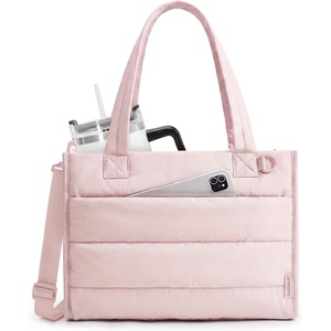 BAGSMART Small Tote Bag for Women, Work Teacher Bag with Zipper Closure(Pink)