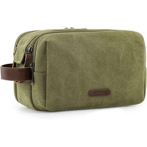 BAGSMART Toiletry Bag for Men, Canvas Travel Toiletry Organizer Dopp Kit Water-resistant Shaving Bag for Toiletries Accessories,Grey-Medium(Green)
