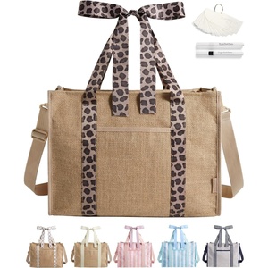 BAGSMART Tote Bag for Women, Personalized Teacher Appreciation Gifts(Jute Leopard Straps)