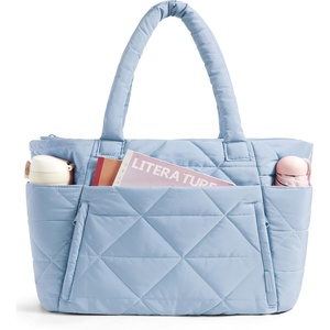 BAGSMART Tote Bag for Women, Puffer Tote Bag for Work Large Shoulder Bag(Blue)