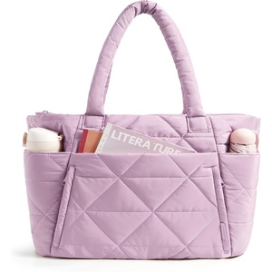 BAGSMART Tote Bag for Women, Puffer Tote Bag for Work Large Shoulder Bag(E-purple)