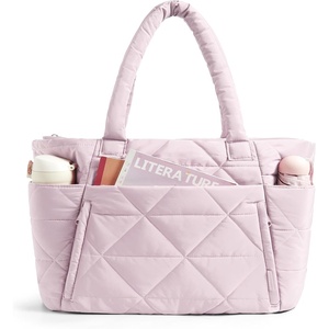 BAGSMART Tote Bag for Women, Puffer Tote Bag for Work Large Shoulder Bag(F-pink)