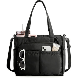 BAGSMART Tote Bag for Women, Puffy Laptop Work College Shoulder Handbag(Black)
