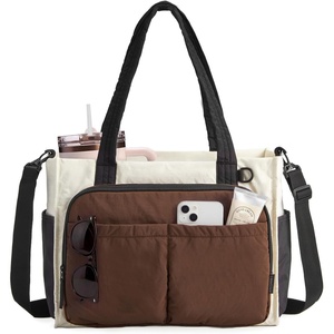 BAGSMART Tote Bag for Women, Puffy Laptop Work College Shoulder Handbag(Brown)