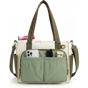 BAGSMART Tote Bag for Women, Puffy Laptop Work College Shoulder Handbag(Forest Green)