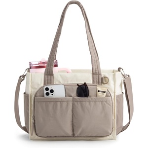 BAGSMART Tote Bag for Women, Puffy Laptop Work College Shoulder Handbag(Latte Brown)