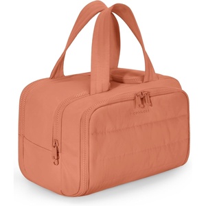 BAGSMART Travel Toiletry Bag, Lightweight Large Wide-open Travel Bag for Women, Puffy Cosmetic Makeup Bag Organizer with Handle for Accessories,Essentials, Toiletries, Dark Pink(Orange)