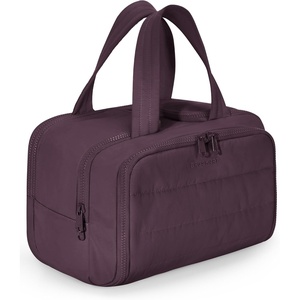 BAGSMART Travel Toiletry Bag, Lightweight Large Wide-open Travel Bag for Women, Puffy Cosmetic Makeup Bag Organizer with Handle for Accessories,Essentials, Toiletries, Dark Pink(Rosy Purple)