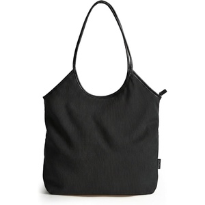 BAGSMRT Corduroy Tote Bag for Women with Zipper Casual Shoulder Bag(Black)