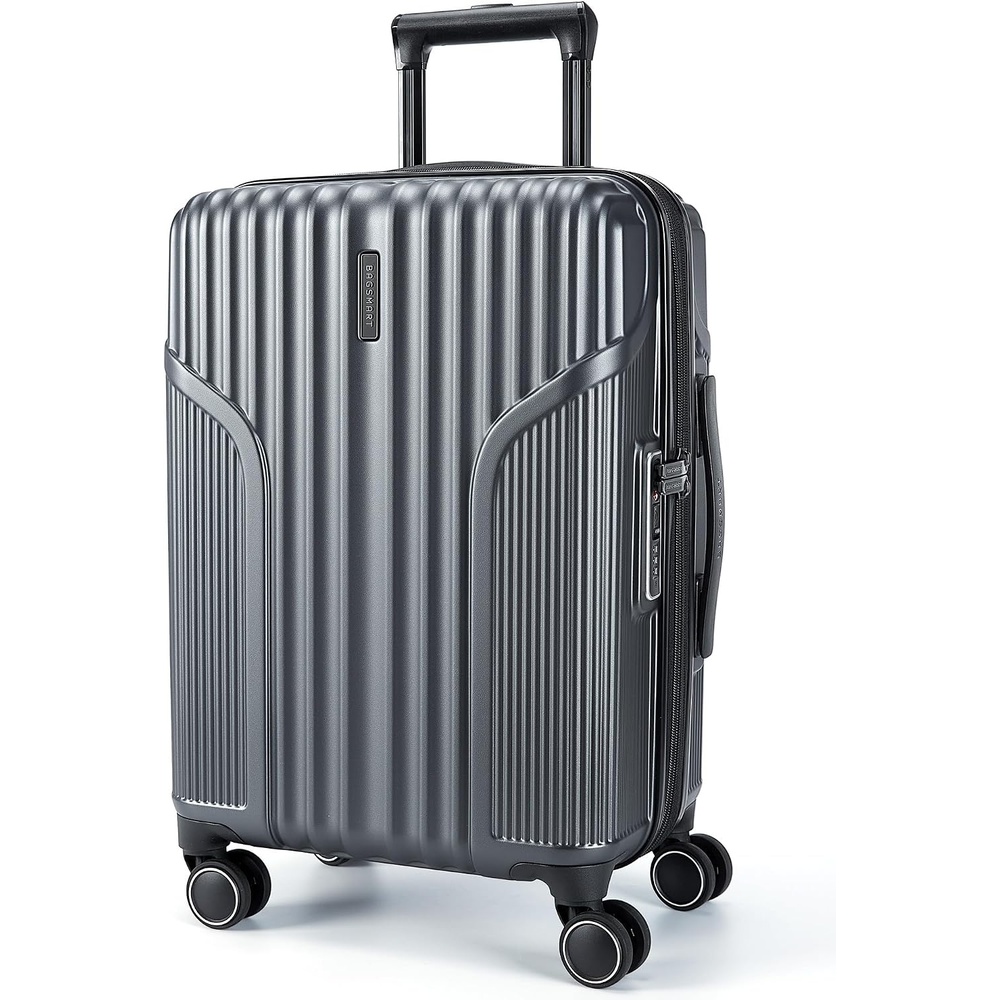 image:imageBAGSMART Carry On Luggage 22x14x9 Airline Approved Expandable Suitcase with Wheels Pink LavenderGrey