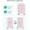 BAGSMART 20″ Expandable PC Carry-On Luggage Spinner Wheels, Green(Atlas Pink)
