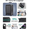 BAGSMART 20″ Expandable Top-Opening Carry-On, Double Spinner, TSA, Purple(Black)