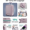 BAGSMART 20″ Expandable Top-Opening Carry-On, Double Spinner, TSA, Purple(Purple)