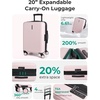 BAGSMART 20″ Spinner Carry-On, PC Hardside Expandable, TSA Lock, Pink(BlackPink)
