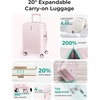 BAGSMART 20″ Spinner Carry-On, PC Hardside Expandable, TSA Lock, Pink(Pink)