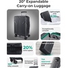 BAGSMART Carry On Luggage 22x14x9 Airline Approved, Expandable Suitcase with Wheels, Pink Lavender(Black)