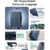 BAGSMART Carry On Luggage 22x14x9 Airline Approved, Expandable Suitcase with Wheels, Pink Lavender(Dark Blue)