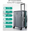 BAGSMART Carry On Luggage 22x14x9 Airline Approved, Expandable Suitcase with Wheels, Pink Lavender(Grey)