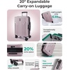 BAGSMART Carry On Luggage 22x14x9 Airline Approved, Expandable Suitcase with Wheels, Pink Lavender(Pink Lavender)