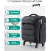 BAGSMART Softside Underseat Personal Item Suitcase with Wheels, Purple(Black)