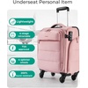 BAGSMART Softside Underseat Personal Item Suitcase with Wheels, Purple(Sakura Pink)