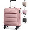 BAGSMART Softside Underseat Personal Item Suitcase with Wheels, Purple(Sakura Pink)