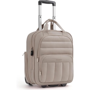 BAGSMART 16 inch Small Underseat Carry on Luggage, Suitcase with Wheels(Brown)
