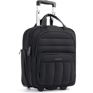 BAGSMART 16 inch Small Underseat Carry on Luggage, Suitcase with Wheels(Deep Black)