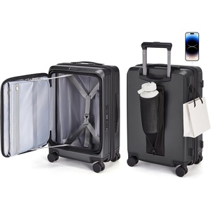 BAGSMART 20″ Expandable Top-Opening Carry-On, Double Spinner, TSA, Purple(Black)
