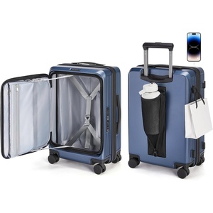 BAGSMART 20″ Expandable Top-Opening Carry-On, Double Spinner, TSA, Purple(Blue)