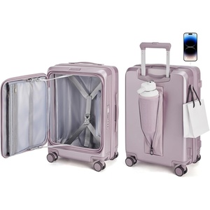 BAGSMART 20″ Expandable Top-Opening Carry-On, Double Spinner, TSA, Purple(Purple)