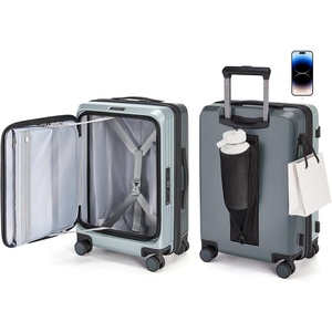 BAGSMART 20″ Expandable Top-Opening Carry-On, Double Spinner, TSA, Purple(Sage Green)