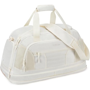 BAGSMART Gym Bag for Men Women, Expandable Sports Duffel Bag, Lightweight Workout Bag with Shoe Compartment & Wet Pocket, Water Resistant Weekend Overnight Bag for Travel Gym, Beige