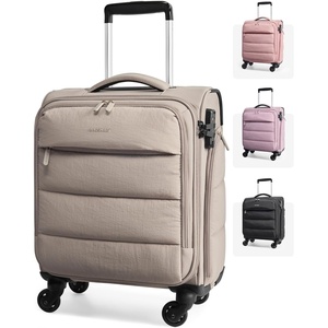 BAGSMART Softside Underseat Personal Item Suitcase with Wheels, Purple(Camel)