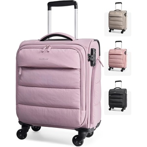 BAGSMART Softside Underseat Personal Item Suitcase with Wheels, Purple(Purple)