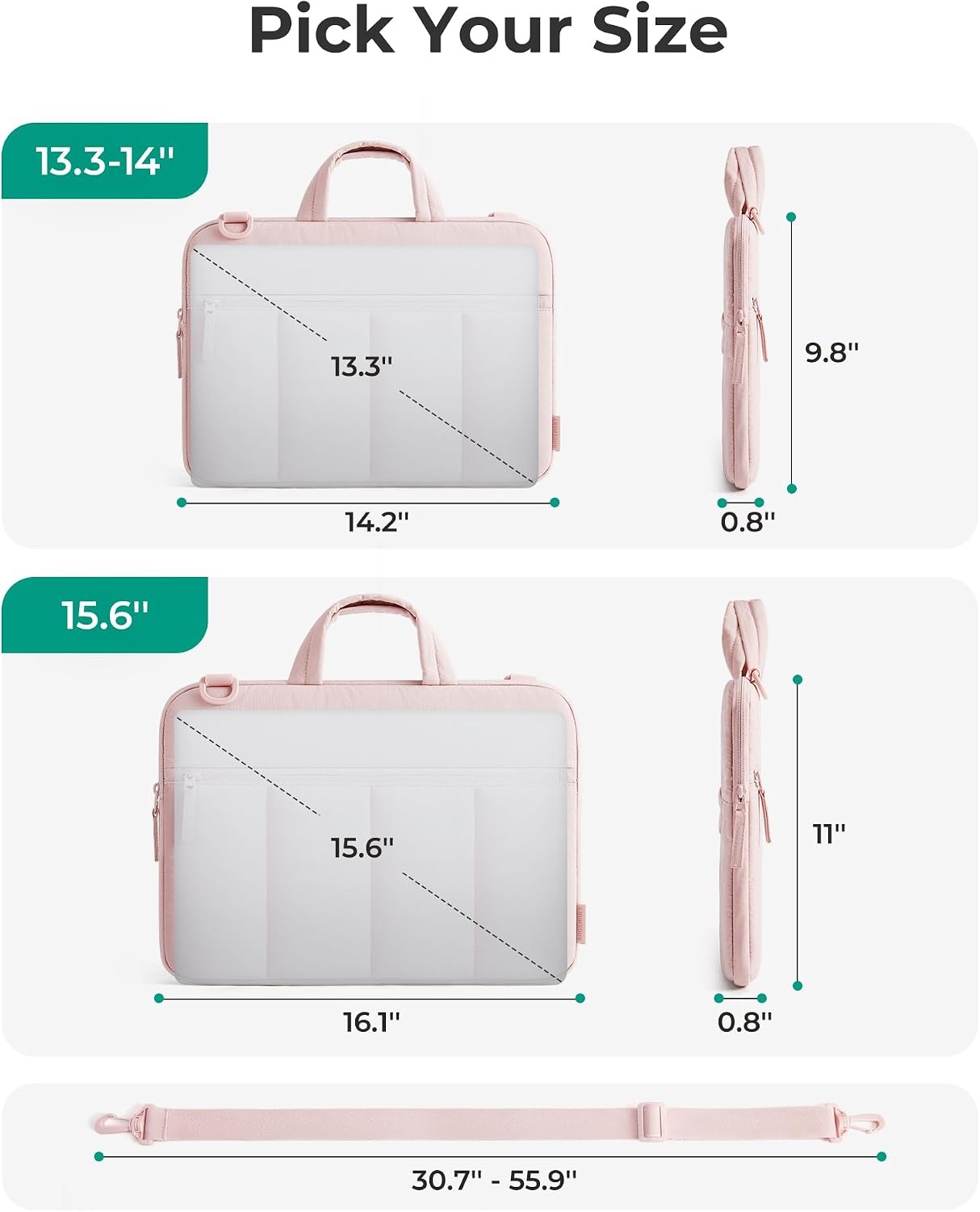 image:imageBAGSMART 1314 Inch Laptop Sleeve with Handle Slim Protective Case for WorkCoffee Brown