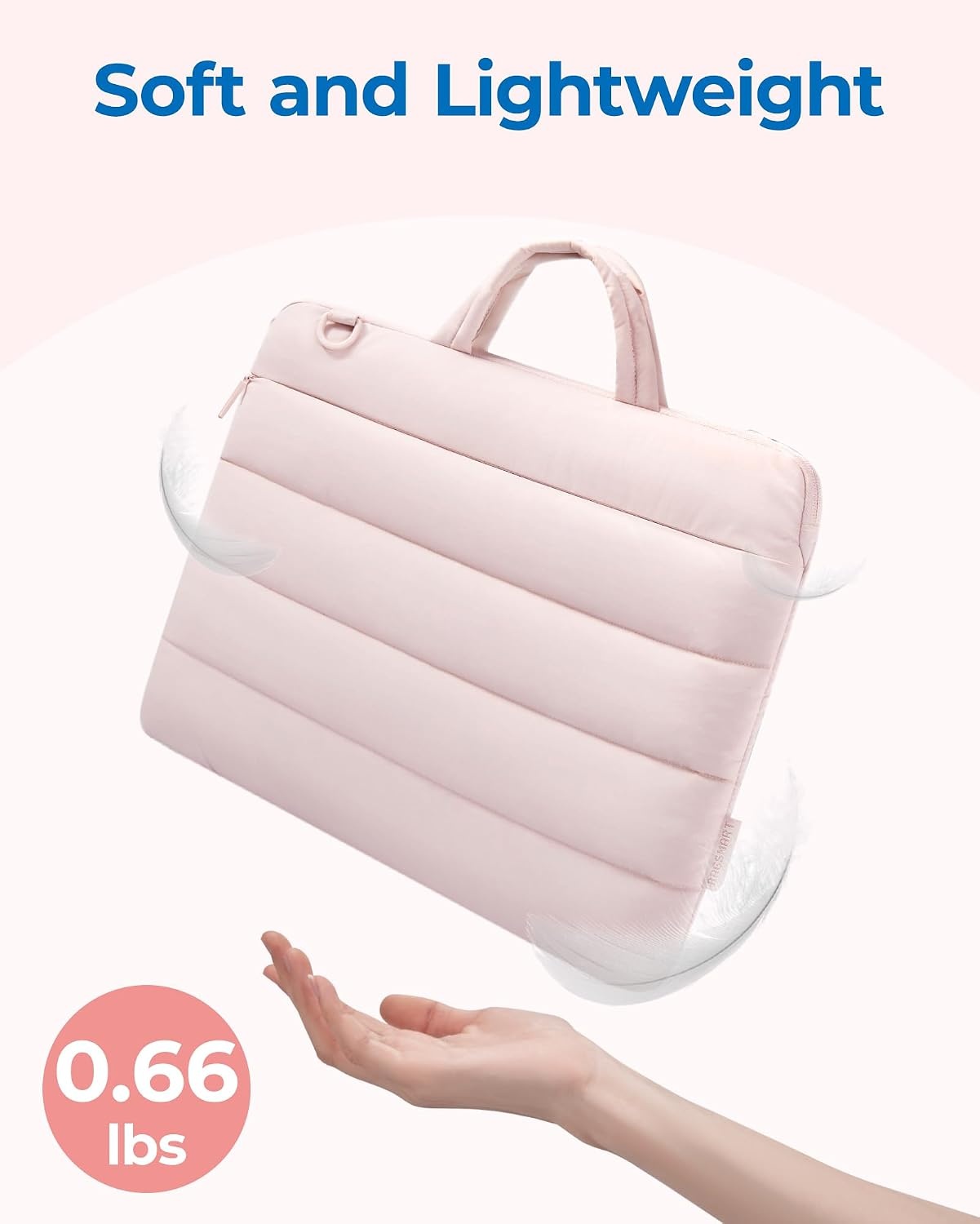 image:imageBAGSMART 1314 Inch Laptop Sleeve with Handle Slim Protective Case for WorkSBaby Pink