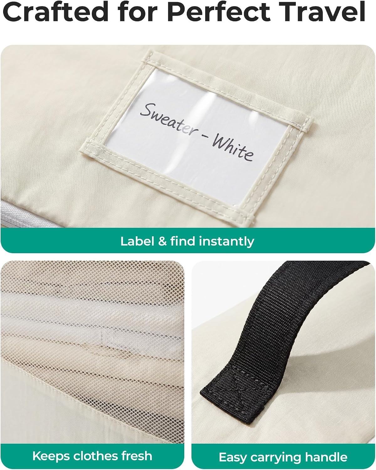 image:imageBAGSMART 6 Set Packing Cubes for Travel with Fillable Neck Pillow Shoe BagCamal