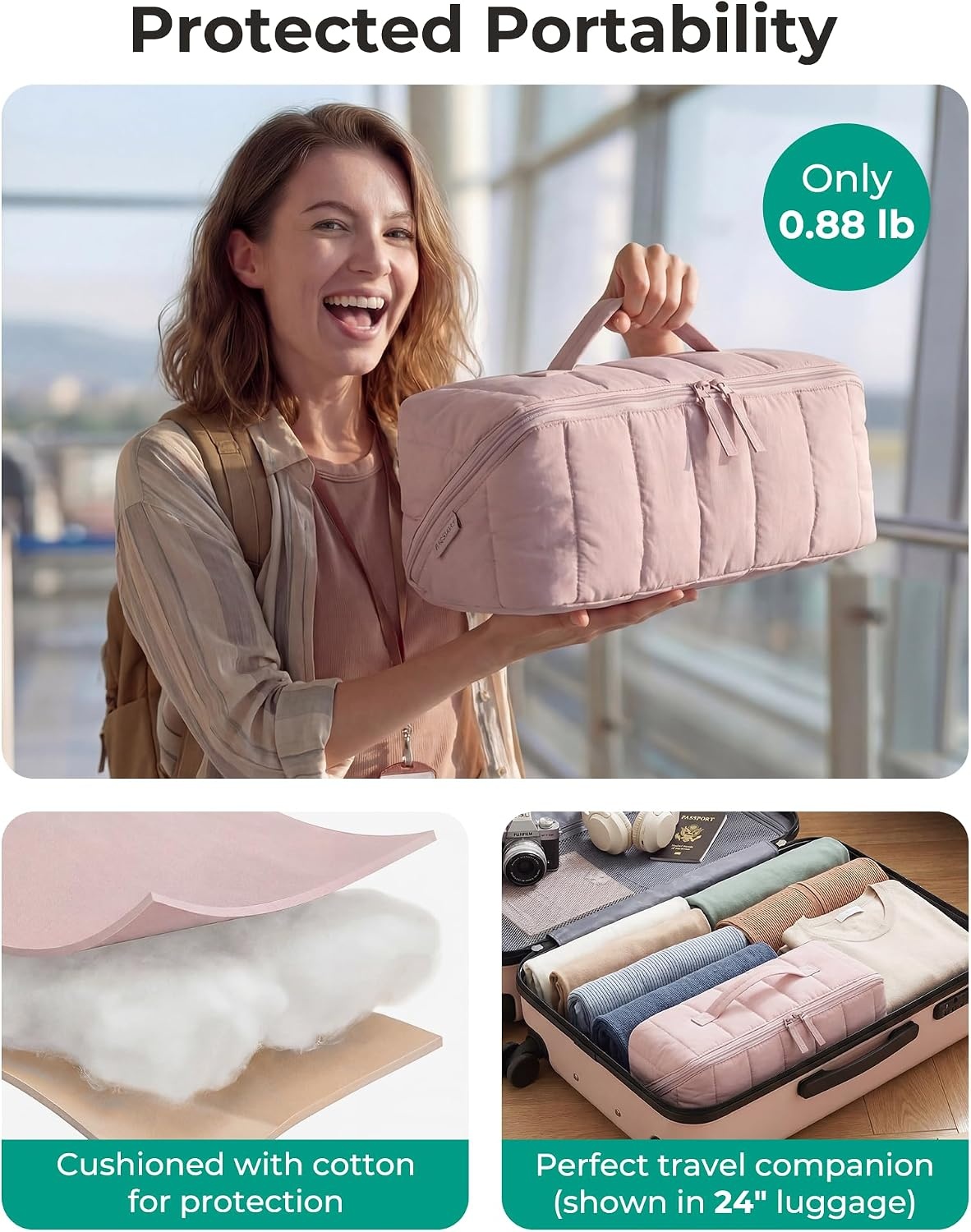 image:imageBAGSMART Hair Tool Travel Bag Compatible with Shark FlexStyle Wide OpenBaby Pink